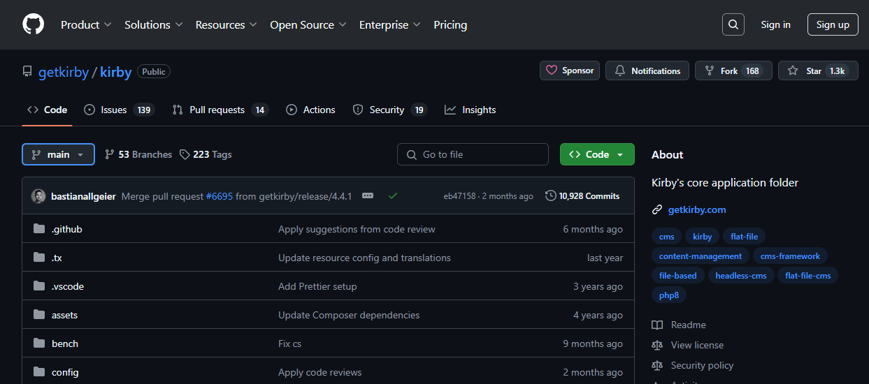 Kirby sur GitHub